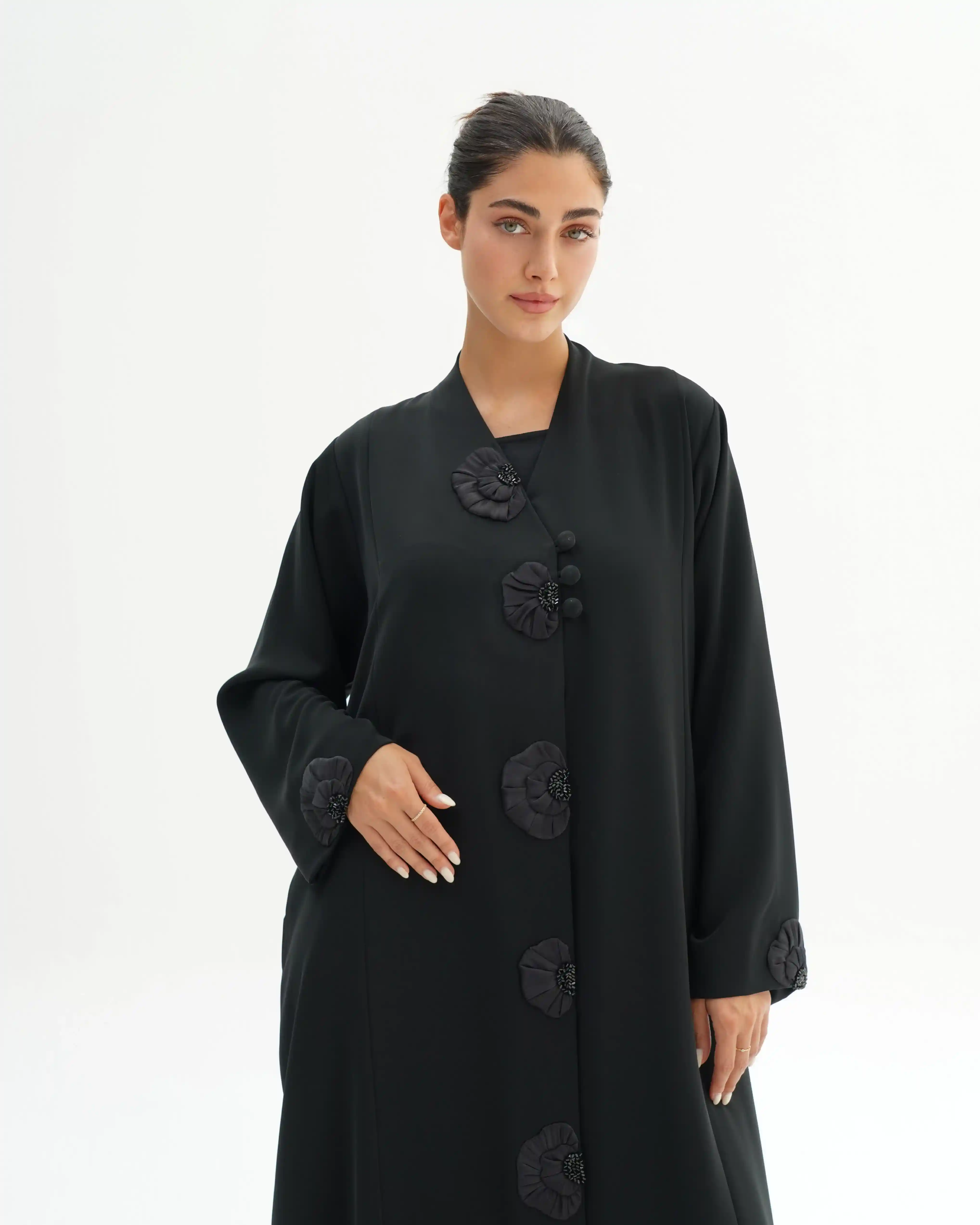 Flora Cascade Premium Crepe Black
